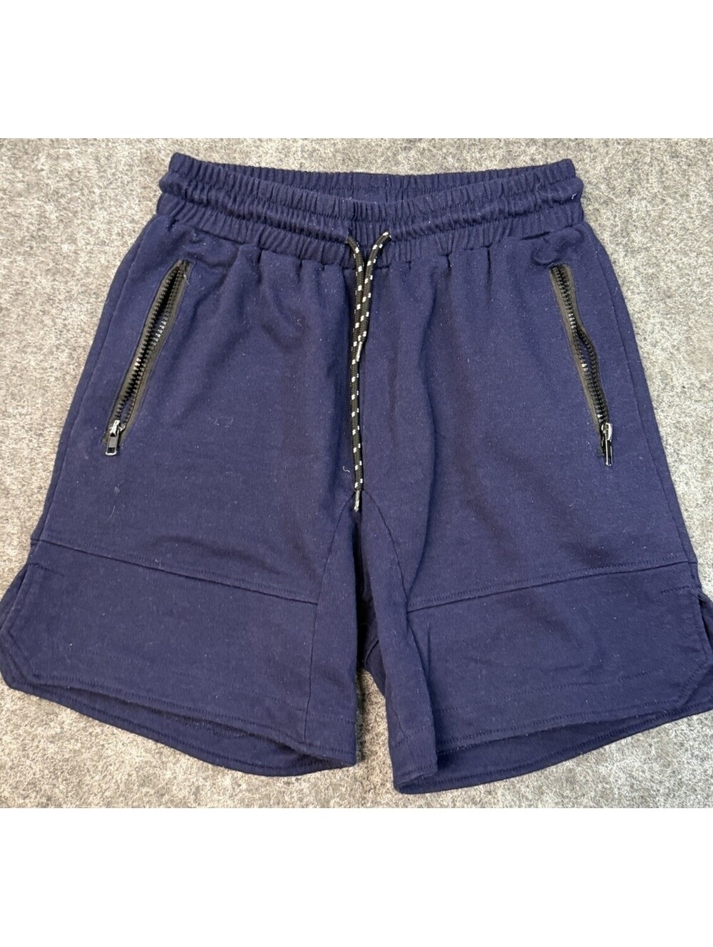 COOFANDY Men’s Navy Athletic Sweat Shorts Sz Small Zip Pocket Drawstring Lounge